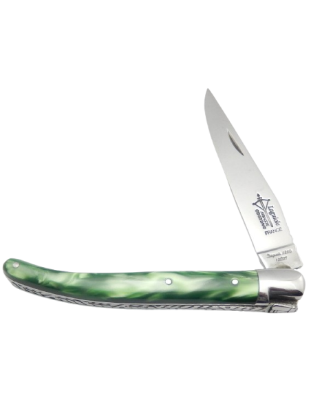 Couteau Laguiole Féminin, acrylique nacré vert - Arbalète G.David
