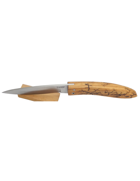 Couteau pliant piémontais, manche en olivier foudroyé