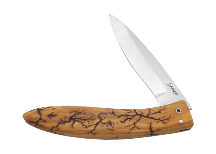 Folding knife, lightning-stuck olive wood - Arbalete G. David