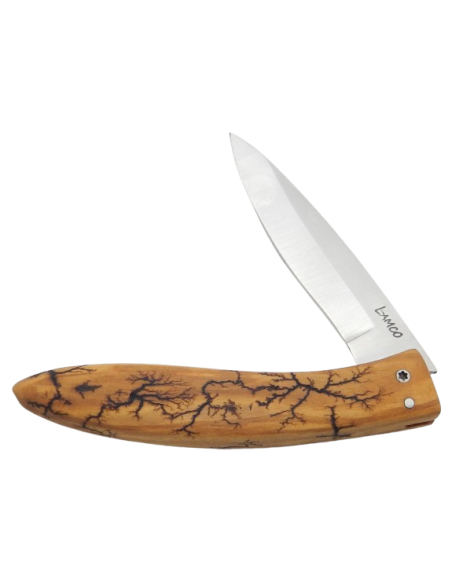 Folding knife, lightning-stuck olive wood - Arbalete G. David