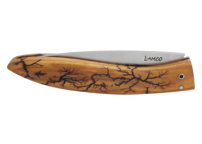 Folding knife, lightning-stuck olive wood - Arbalete G. David