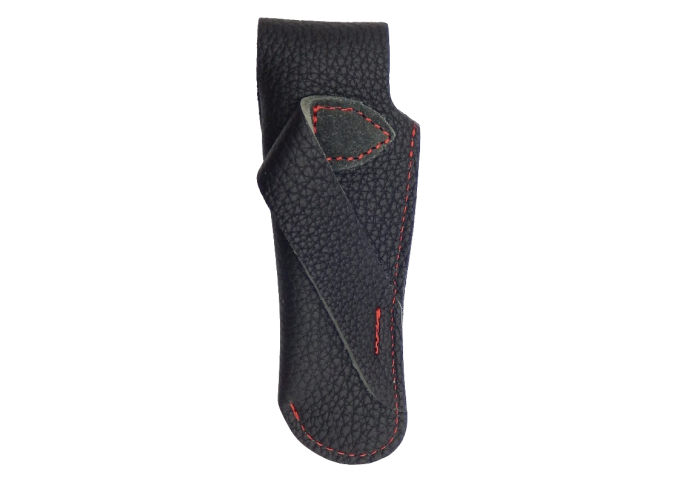Black leather sheath grained black & red seam - Arbalète G.David