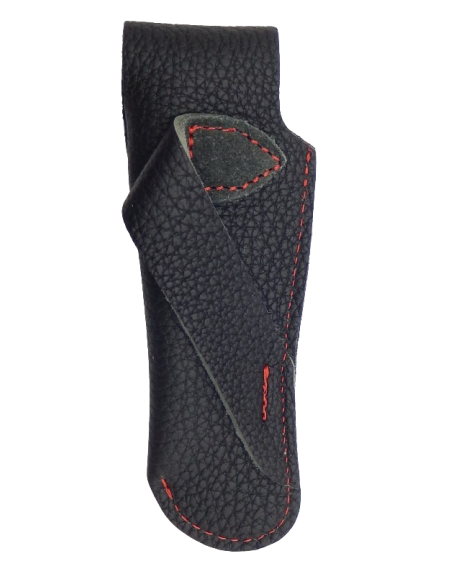 Etui cuir ceinture noir grainé & couture rouge - Arbalète G.David