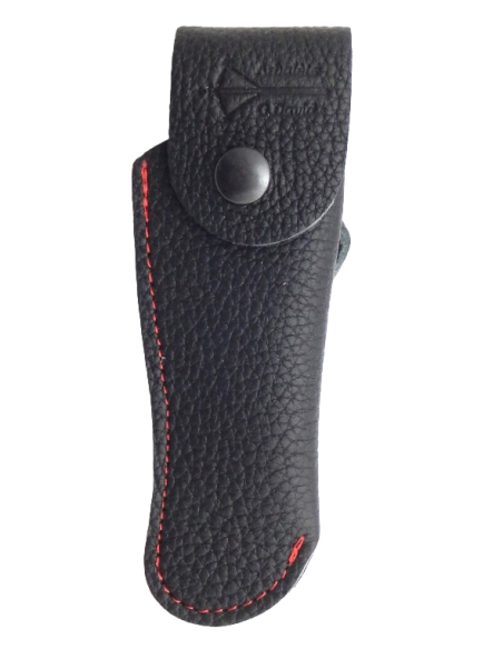 Etui cuir ceinture noir grainé & couture rouge - Arbalète G.David