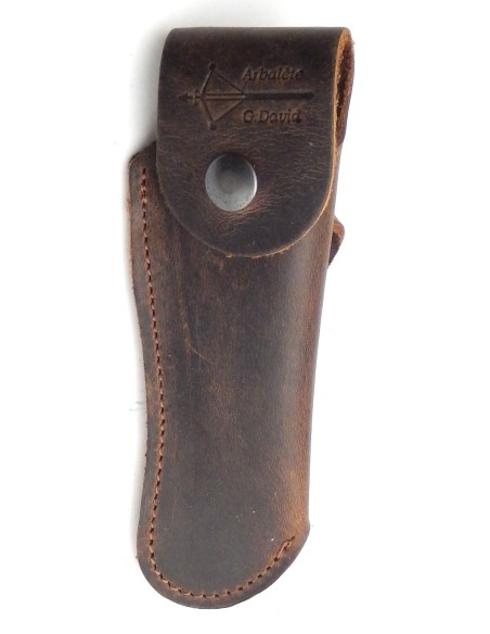 Brown leather sheath to wear on belt for knives - Arbalète G.David