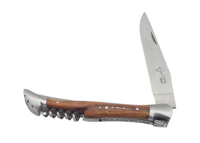 Laguiole knife corkscrew & punch, olive wood - Arbalète G.David