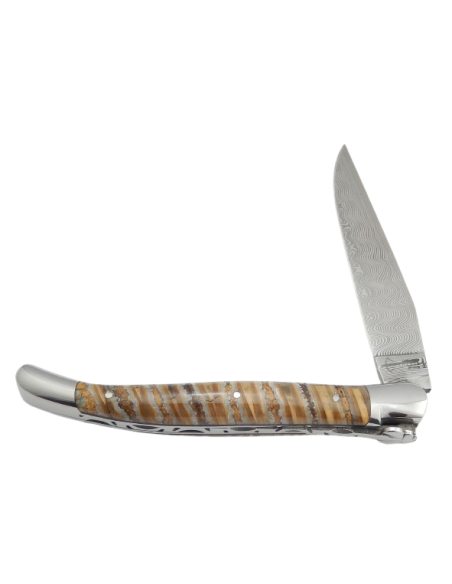 Laguiole Forged, Damascus & Mammoth molar - Arbalète G.David