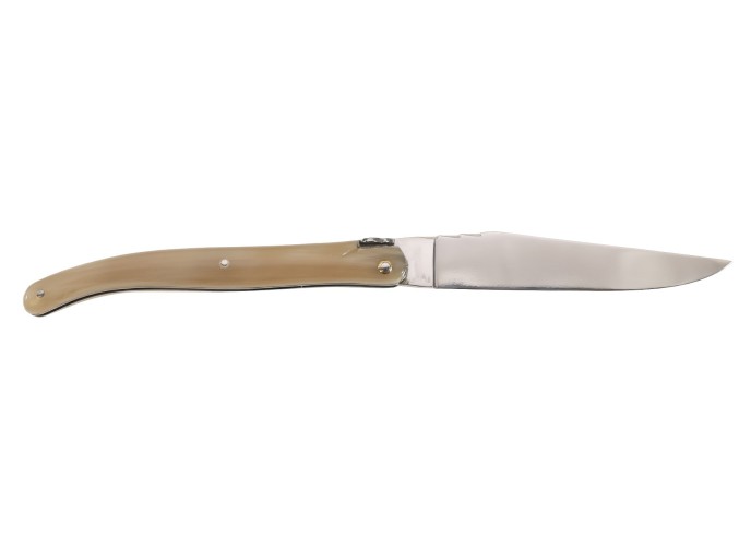 Laguiole pliant Forgé, manche en pointe de corne blonde