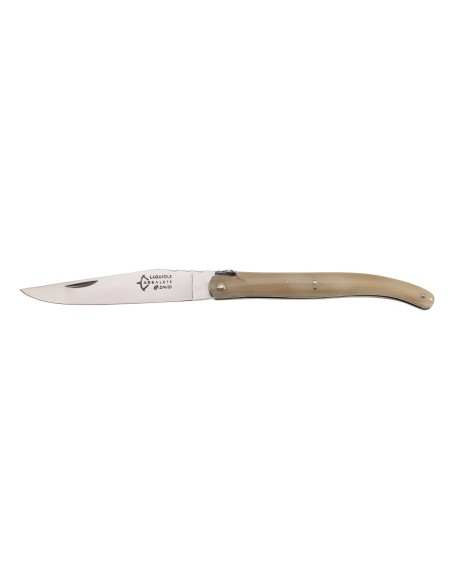 Laguiole pliant Forgé, manche en pointe de corne blonde