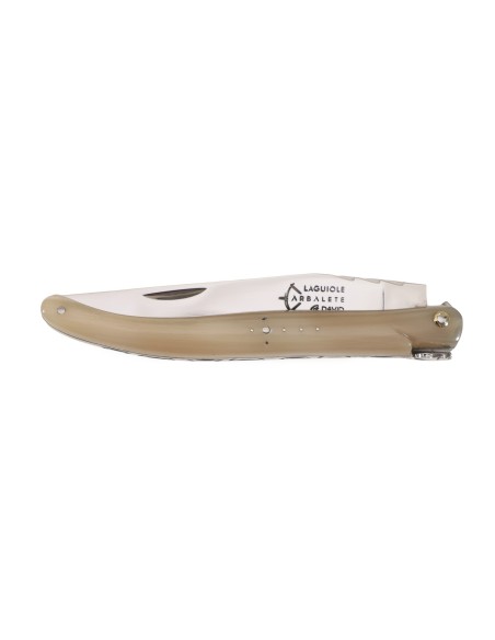 Laguiole pliant Forgé, manche en pointe de corne blonde