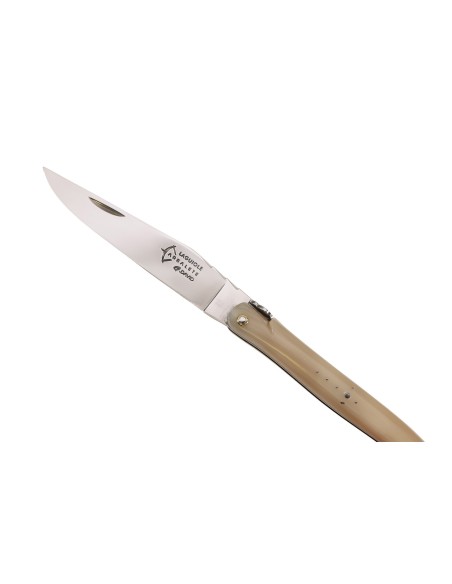 Laguiole pliant Forgé, manche en pointe de corne blonde