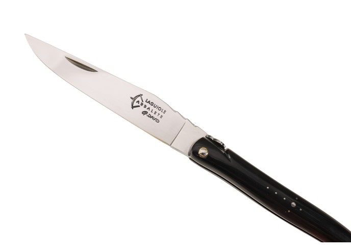 Laguiole folding knife, forged, with a dark horn tip handle
