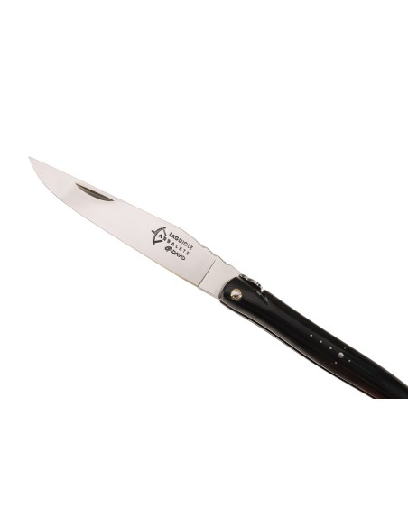 Laguiole folding knife, forged, with a dark horn tip handle