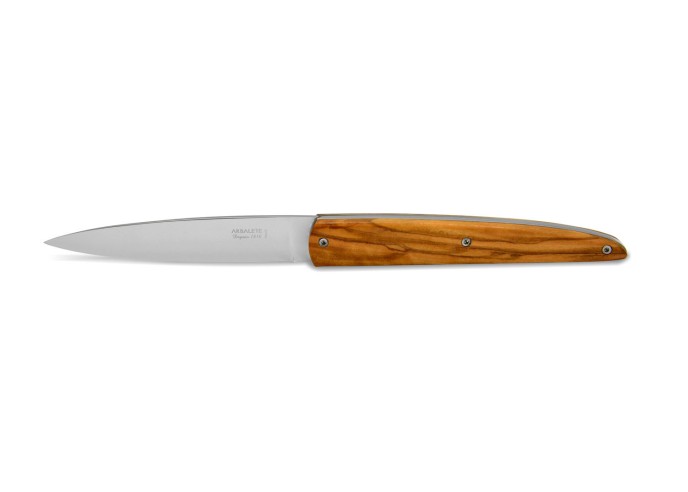Arbalète folding knife, smooth, 12 cm olive wood handle, matt finish