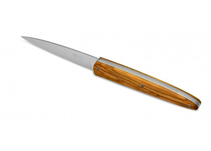 Arbalète folding knife, smooth, 12 cm olive wood handle, matt finish