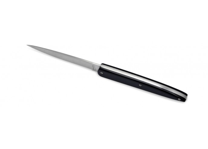 Coffret de 6 couteaux de table Arbalète, manches acrylique noir de 12 cm, finition mat