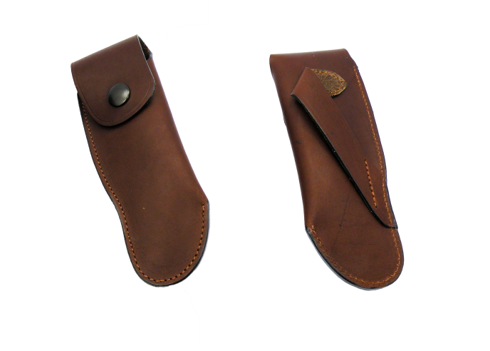 Brown leather sheath to wear on belt for hunting knife, 13 cm
