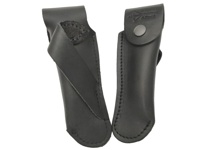 Black leather sheath to wear on belt for knives - Arbalète G.David