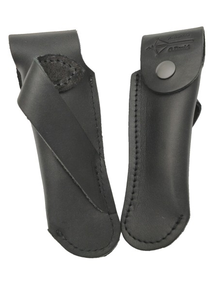 Black leather sheath to wear on belt for knives - Arbalète G.David