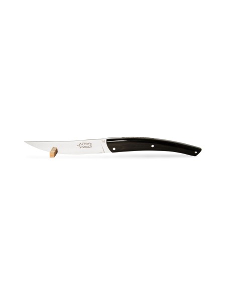 6 Le Thiers ® prestige table knives, full various horn tip handles, matt finish