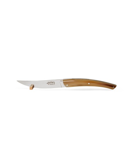 6 Le Thiers ® prestige table knives, full various horn tip handles, matt finish