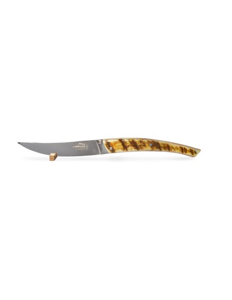 6 Le Thiers ® prestige table knives, full various horn tip handles, matt finish