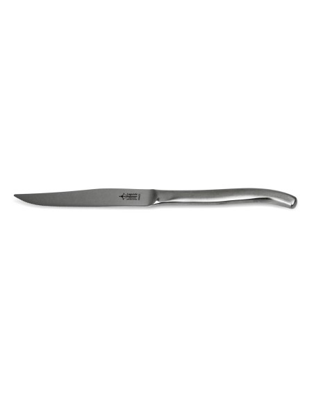 6 micro-toothed monobloc Laguiole steak knives, full matt stainless steel finish, dishwasher safe