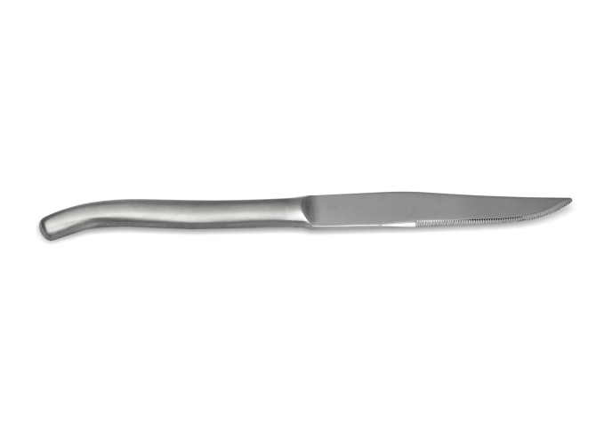 6 micro-toothed monobloc Laguiole steak knives, full matt stainless steel finish, dishwasher safe