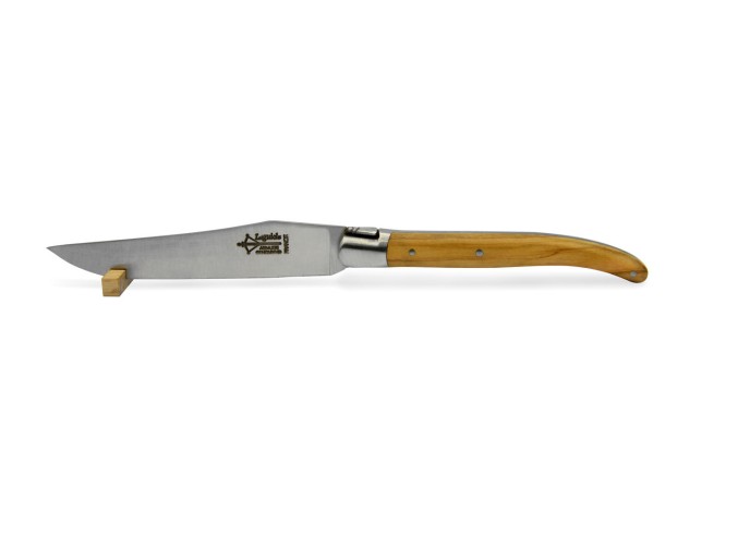 Box with 6 Laguiole steak knives, 21 cm, olive wood handle, matt finish