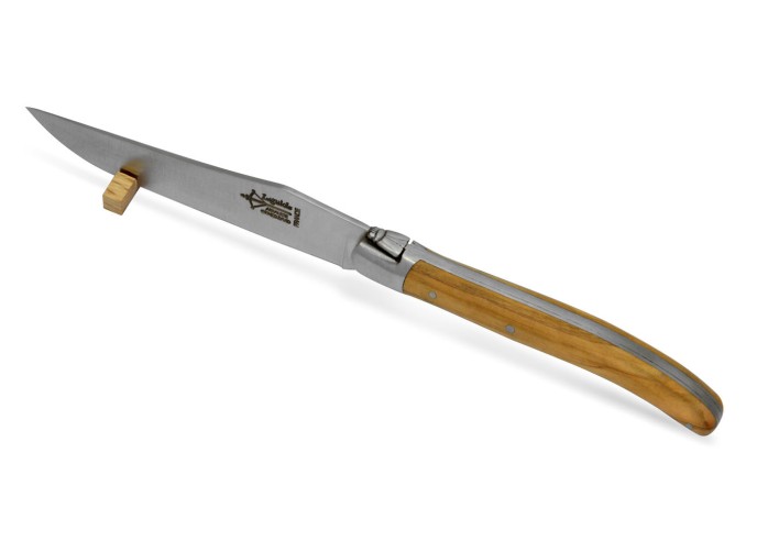 Coffret de 6 couteaux de table Laguiole, 21 cm, manche en olivier, mat