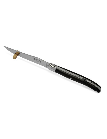Box of 6 steak knives Laguiole Prestige, ebony wood handle, shiny finish